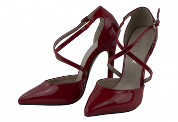 5.5″ heel Pleaser red cross laced high heels