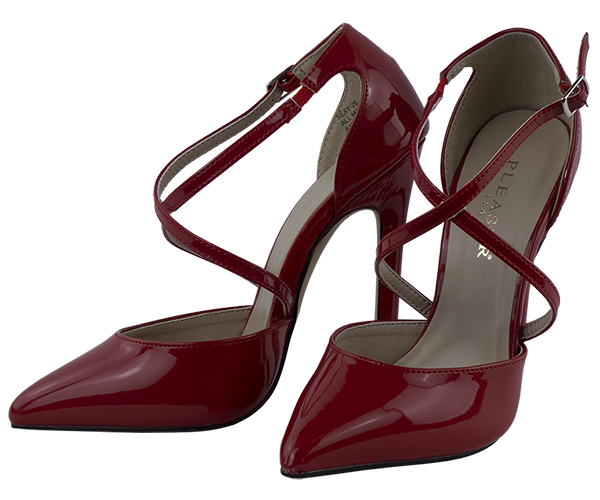 5.5″ heel Pleaser red cross laced high heels