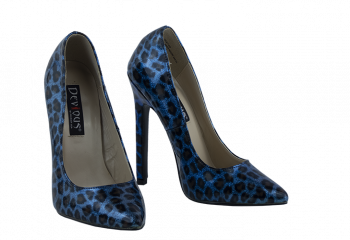 5 inch heels Devious Blue Cheetah Pumps