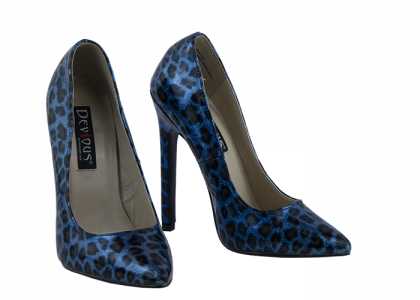 5 inch heels Devious Blue Cheetah Pumps