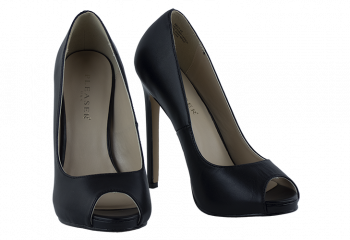 5″ heel Pleaser Black Leather Peep Toe Pumps