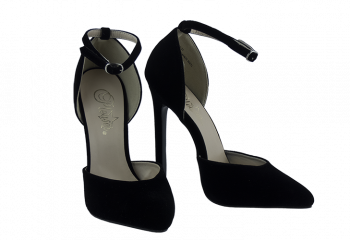 5.5 inch heels no platform Pleaser ankle strap black d’Orsay