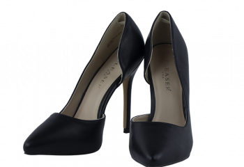 4.75 inch heels Pleaser d’Orsay pumps black leather