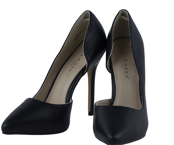 4.75 inch heels Pleaser d’Orsay pumps black leather