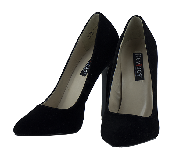 5.25 inch heels Devious Black Suede Heels Pumps